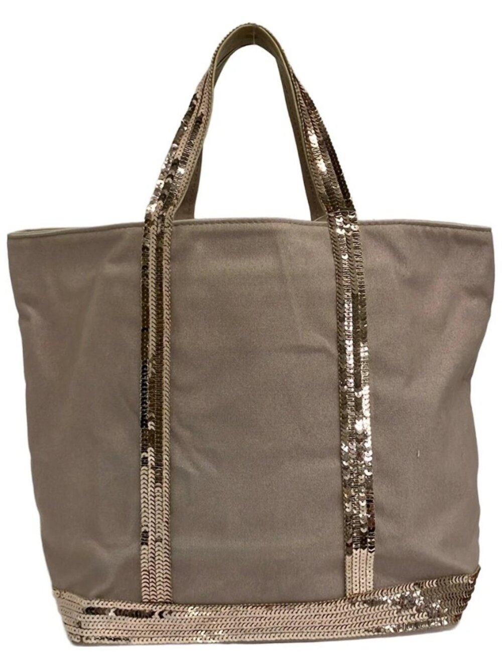 vanessa bruno Beige Rose Gold Canvas Sequins Tote Bag